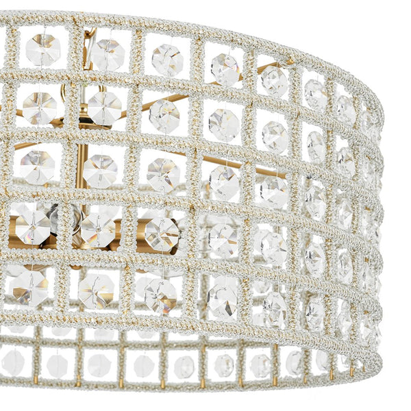 Chandelierias - Gorgeous 4 - Light Crystal Drum Pendant - Pendant - Brushed Brass -