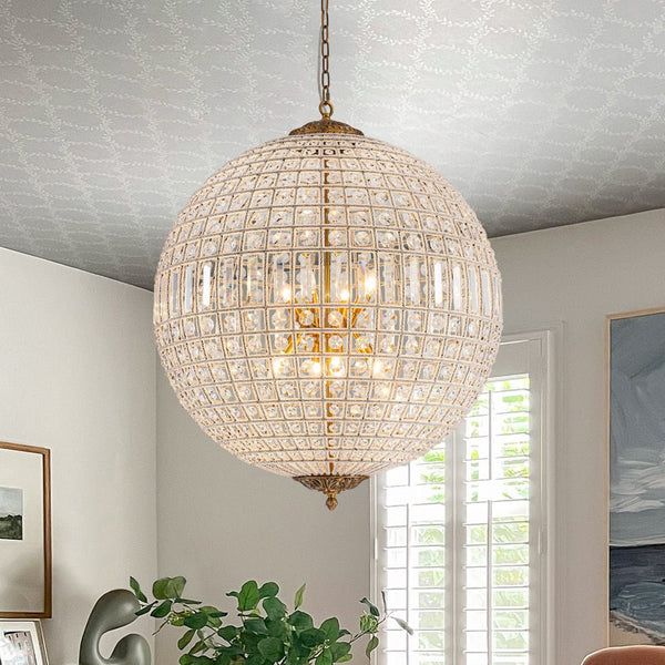 Chandelierias - Gorgeous Entangled Beads Faceted Crystal Globe Pendant - Chandeliers - 8 - Light (Customized & Non - returnable) -