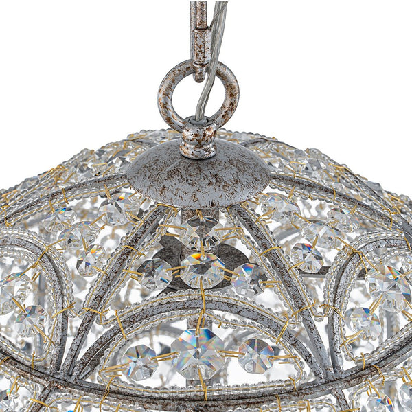 Chandelierias - Gorgeous Rusty Silver Sparkling Crystal Globe Pendant - Pendant - 4 Bulbs -