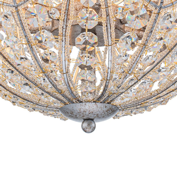 Chandelierias - Gorgeous Rusty Silver Sparkling Crystal Globe Pendant - Pendant - 4 Bulbs -