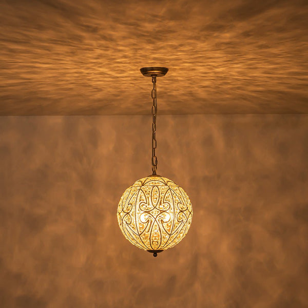 Chandelierias - Gorgeous Rusty Silver Sparkling Crystal Globe Pendant - Pendant - 4 Bulbs -