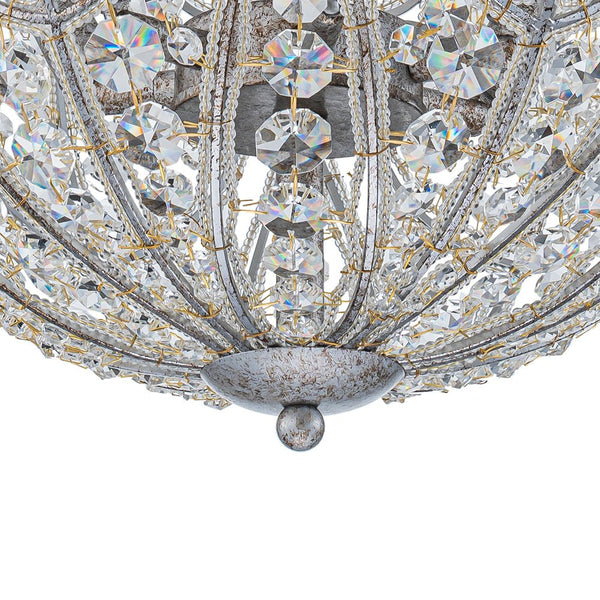 Chandelierias - Gorgeous Rusty Silver Sparkling Crystal Globe Pendant - Pendant - 4 Bulbs -