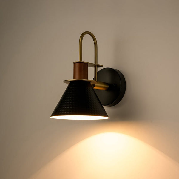 Chandelierias - Industrial 1 - Light hammered Horn Shape Wall Sconce - Wall Light - Black -