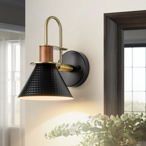 Chandelierias - Industrial 1 - Light hammered Horn Shape Wall Sconce - Wall Light - Black -