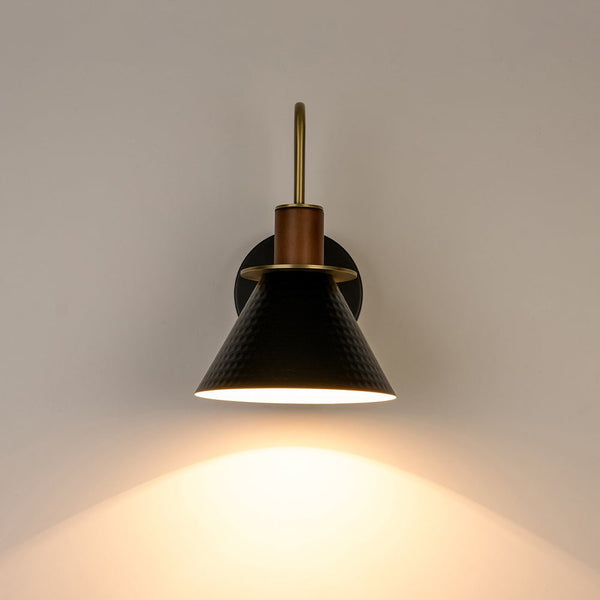 Chandelierias - Industrial 1 - Light hammered Horn Shape Wall Sconce - Wall Light - Black -