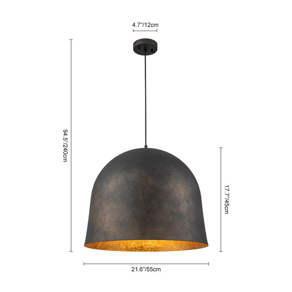 Chandelierias - Industrial Antique Style 1 - Light Metal Dome Pendant - Pendant - Black -