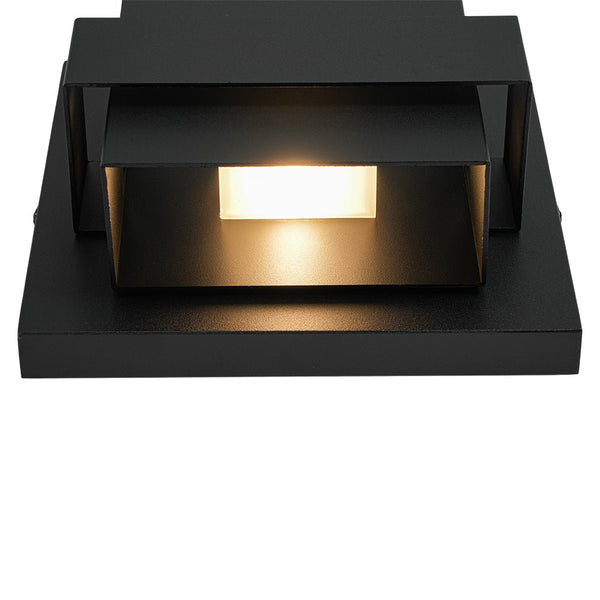 Chandelierias - Industrial Dimmable LED Layered Square Box Outdoor Wall Sconce - Wall Light - Matte Black - 2 - Pack