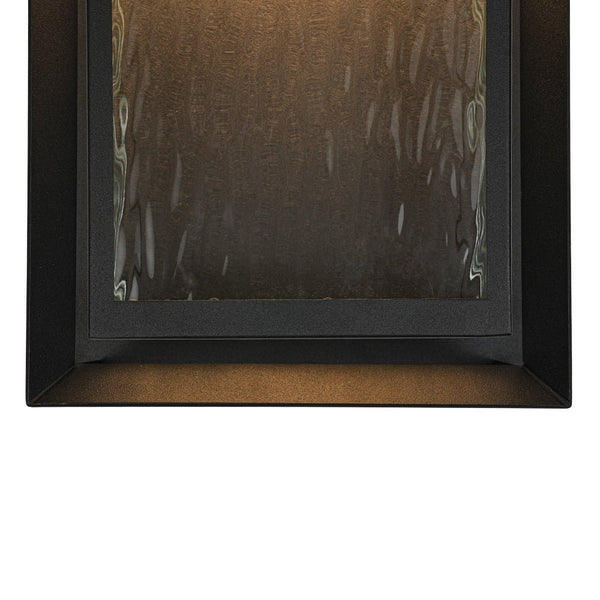 Chandelierias - Industrial Dimmable LED Ripple Glass Rectangular Box Outdoor Wall Sconce - Wall Light - Matte Black - 2 - Pack