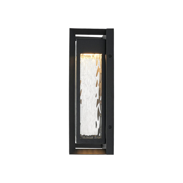 Chandelierias - Industrial Dimmable LED Ripple Glass Rectangular Box Outdoor Wall Sconce - Wall Light - Matte Black - 2 - Pack