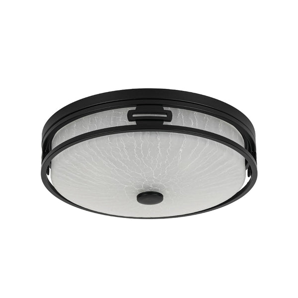 Chandelierias - Industrial Matte Black Crackled Frosted Glass Flush Mount - Flush Mount - 16.1 in -