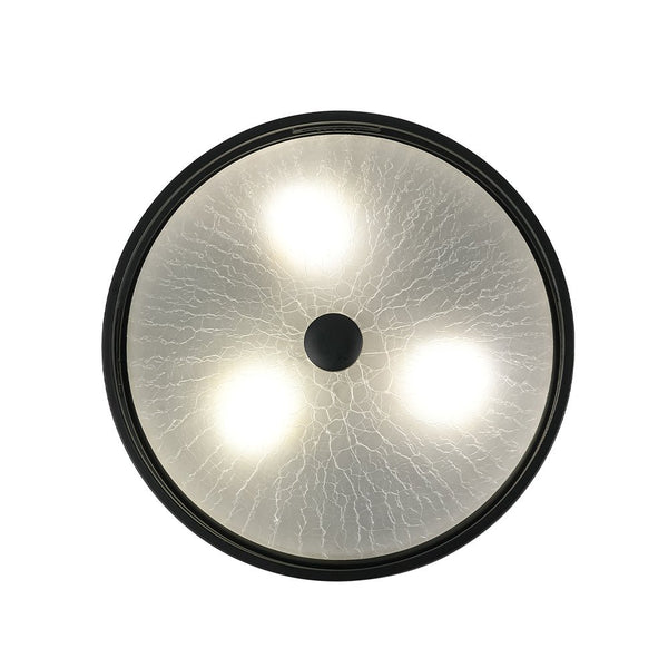 Chandelierias - Industrial Matte Black Crackled Frosted Glass Flush Mount - Flush Mount - 16.1 in -