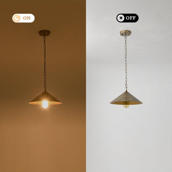 Chandelierias - Industrial - Style Single - Light Conical Metal Shade Pendant - Pendants - Mottled - Silver -