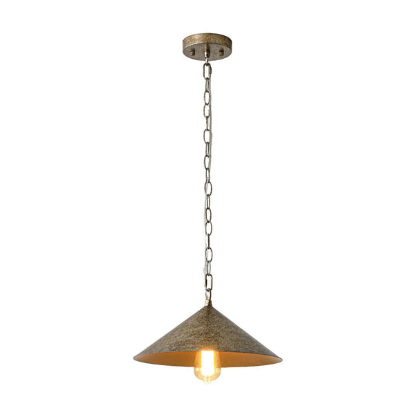Chandelierias - Industrial - Style Single - Light Conical Metal Shade Pendant - Pendants - Mottled - Silver -