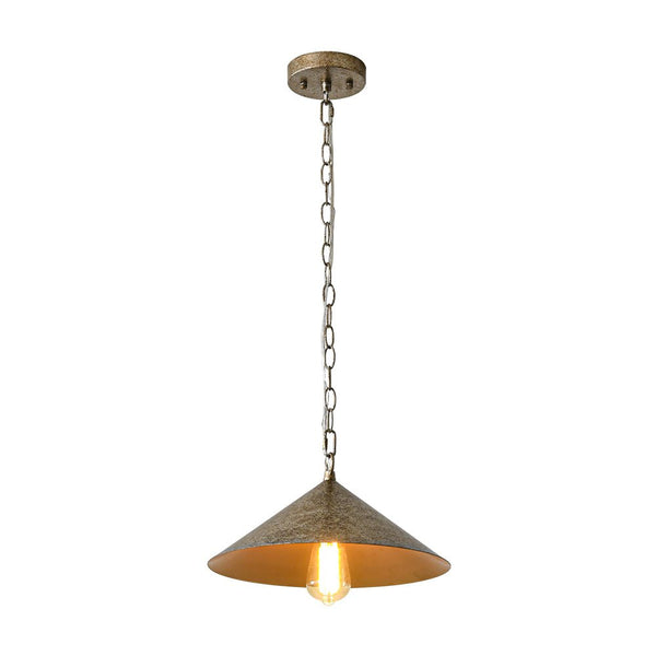 Chandelierias - Industrial - Style Single - Light Conical Metal Shade Pendant - Pendants - Mottled - Silver -