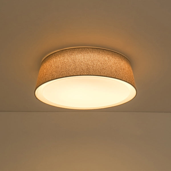 Chandelierias-Linen Fabric Dimmable LED Opal Glass Tapered Drum Flush Mount-Flush Mount-Oatmeal-