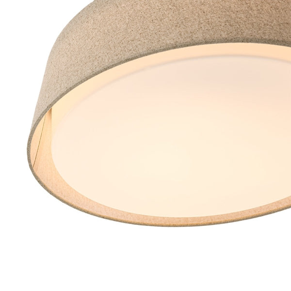 Chandelierias-Linen Fabric Dimmable LED Opal Glass Tapered Drum Flush Mount-Flush Mount-Oatmeal-