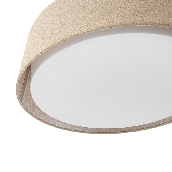 Chandelierias-Linen Fabric Dimmable LED Opal Glass Tapered Drum Flush Mount-Flush Mount-Oatmeal-