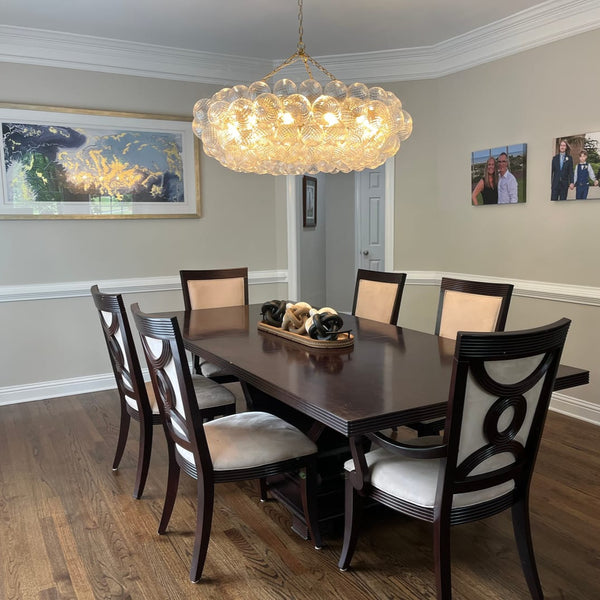 Luxe Swirl Glass Globes Cluster Bubble Ring Chandelier