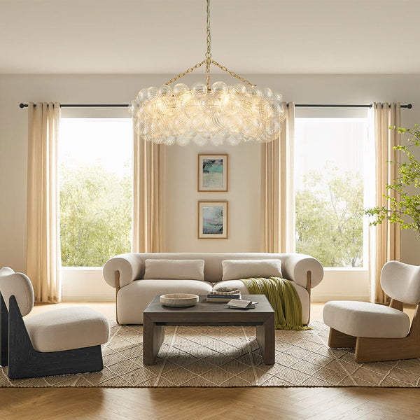 Chandelierias - Luxe Swirl Glass Globes Cluster Bubble Ring Chandelier - Chandeliers - Brass - 8 Bulbs