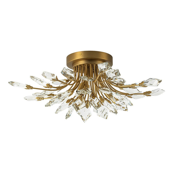 Chandelierias - Luxury 4 - Light Floral Bouquet Crystal Semi - flush Mount - Semi Flush - Chrome -