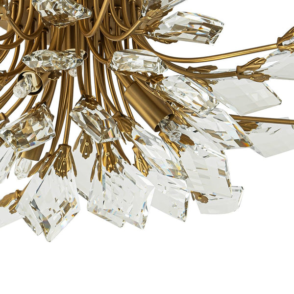 Chandelierias - Luxury 4 - Light Floral Bouquet Crystal Semi - flush Mount - Semi Flush - Chrome -