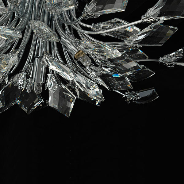 Chandelierias - Luxury 4 - Light Floral Bouquet Crystal Semi - flush Mount - Semi Flush - Chrome -