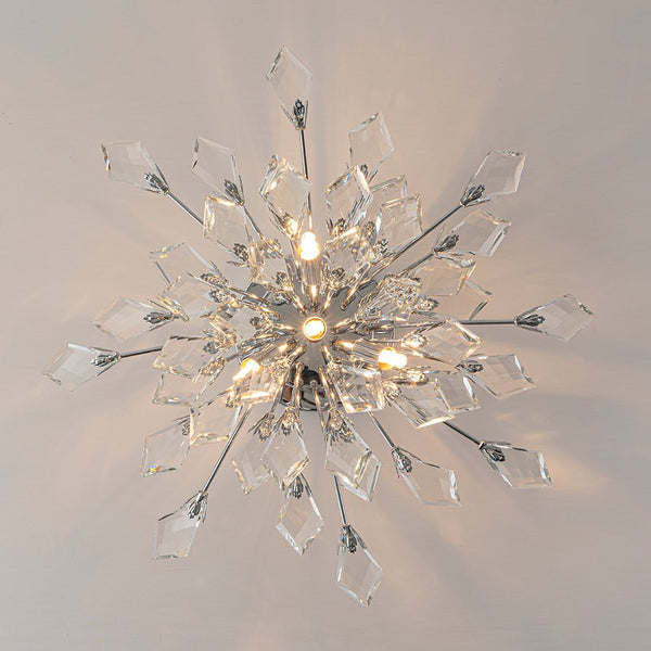 Chandelierias - Luxury 4 - Light Floral Bouquet Crystal Semi - flush Mount - Semi Flush - Chrome -