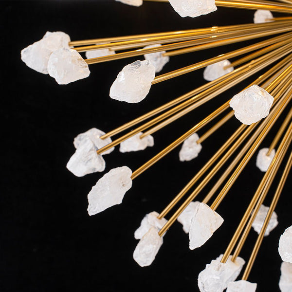 Chandelierias - Luxury 6 - Light Alabaster Stone Sunburst Sphere Chandelier - Chandeliers - Brass -