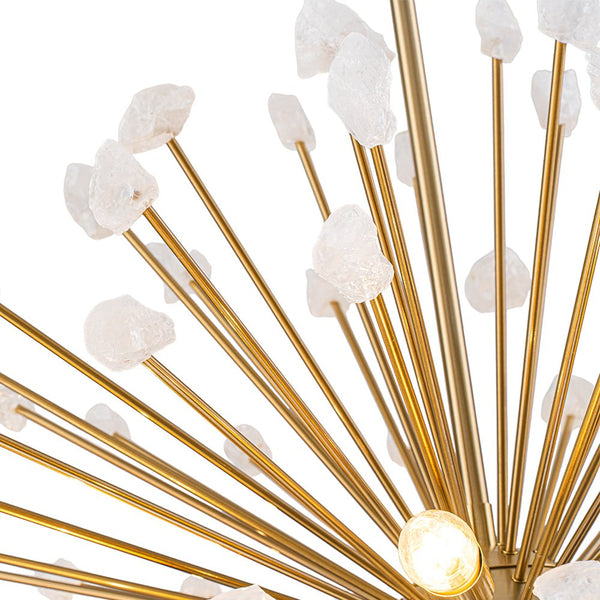 Chandelierias - Luxury 6 - Light Alabaster Stone Sunburst Sphere Chandelier - Chandeliers - Brass -