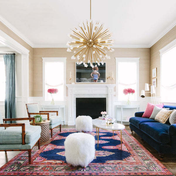 Chandelierias - Luxury 6 - Light Alabaster Stone Sunburst Sphere Chandelier - Chandeliers - Brass -