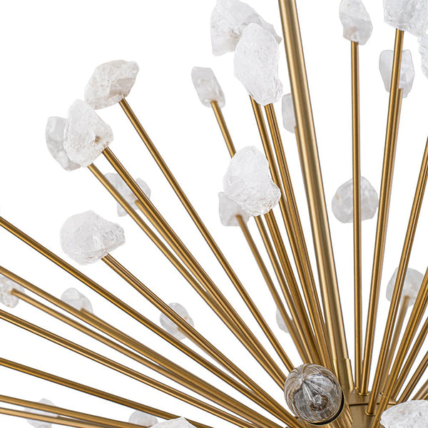 Chandelierias - Luxury 6 - Light Alabaster Stone Sunburst Sphere Chandelier - Chandeliers - Brass -
