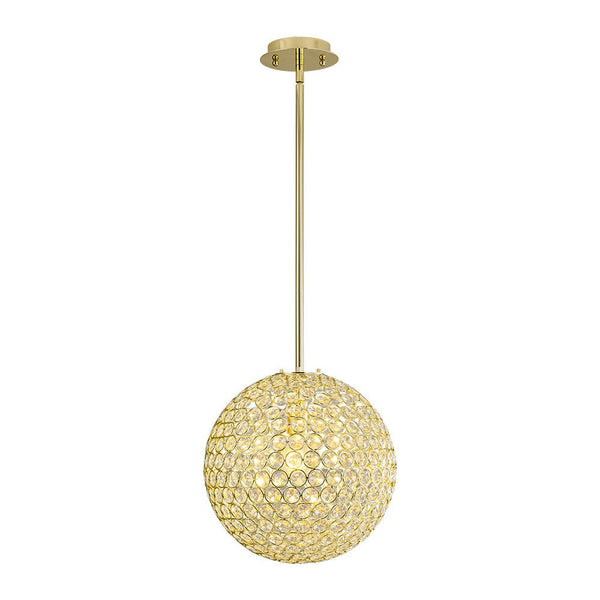 Chandelierias - Luxury Single - Light Glitter Crystal Accents Orb Pendant - Pendant - Polished Gold -
