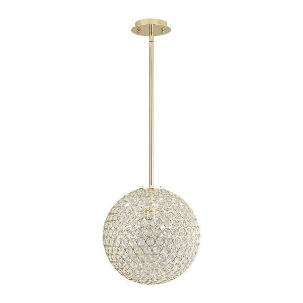 Chandelierias - Luxury Single - Light Glitter Crystal Accents Orb Pendant - Pendant - Polished Gold -