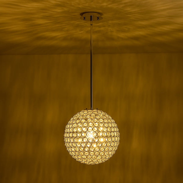 Chandelierias - Luxury Single - Light Glitter Crystal Accents Orb Pendant - Pendant - Polished Gold -