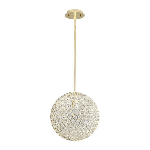 Chandelierias - Luxury Single - Light Glitter Crystal Accents Orb Pendant - Pendant - Polished Gold -