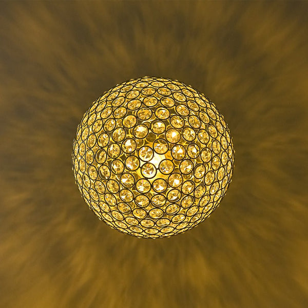 Chandelierias - Luxury Single - Light Glitter Crystal Accents Orb Pendant - Pendant - Polished Gold -