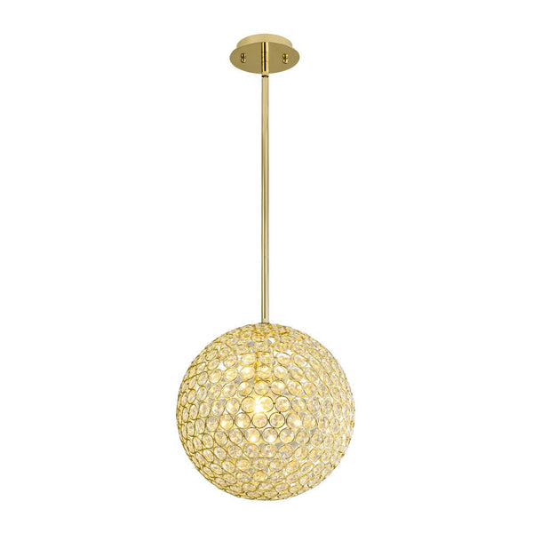 Chandelierias - Luxury Single - Light Glitter Crystal Accents Orb Pendant - Pendant - Polished Gold -