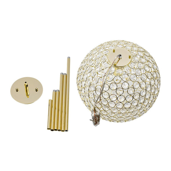 Chandelierias - Luxury Single - Light Glitter Crystal Accents Orb Pendant - Pendant - Polished Gold -