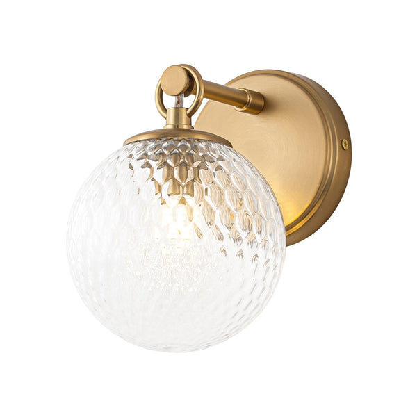 Chandelierias-Mid-century 1-Light Clear Honeycomb Single Glass Wall Sconce-Wall Light-Brass-