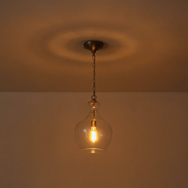 Chandelierias - Mid - century 1 - Light Hand - blown Sculptural Glass Pendant - Chandelier - Black -