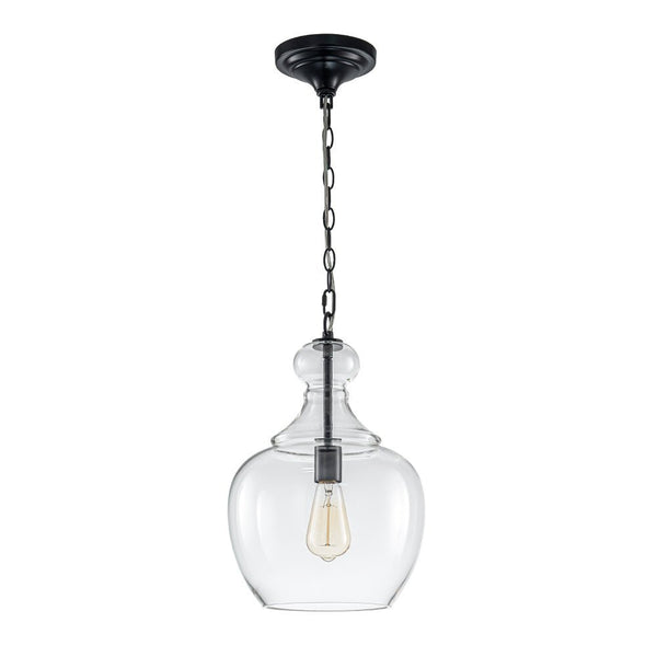 Chandelierias - Mid - century 1 - Light Hand - blown Sculptural Glass Pendant - Chandelier - Black -