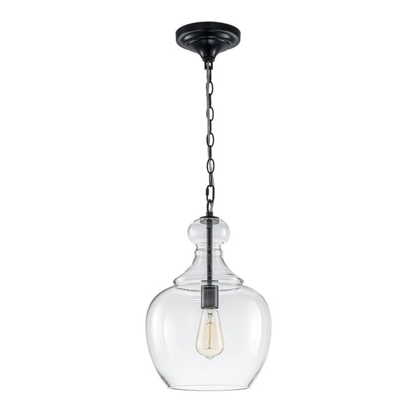 Chandelierias - Mid - century 1 - Light Hand - blown Sculptural Glass Pendant - Chandelier - Brass -