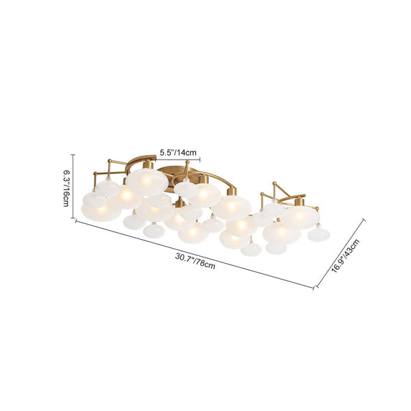 Chandelierias - Mid - century 12 - Light Ellipsoid Frosted Glass Semi - Flush Mount - Chandeliers - Nickel -