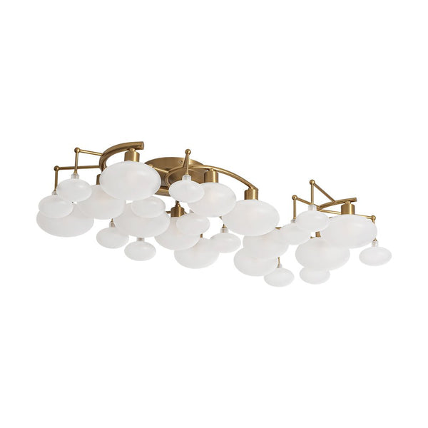 Chandelierias - Mid - century 12 - Light Ellipsoid Frosted Glass Semi - Flush Mount - Chandeliers - Nickel -