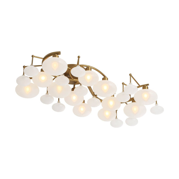 Chandelierias - Mid - century 12 - Light Ellipsoid Frosted Glass Semi - Flush Mount - Chandeliers - Nickel -
