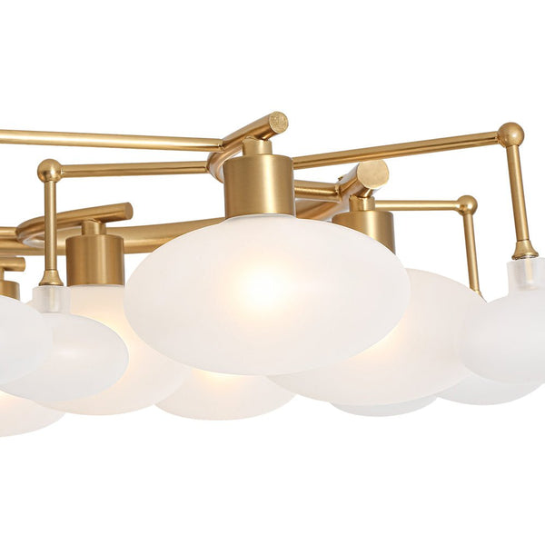 Chandelierias - Mid - century 12 - Light Ellipsoid Frosted Glass Semi - Flush Mount - Chandeliers - Nickel -