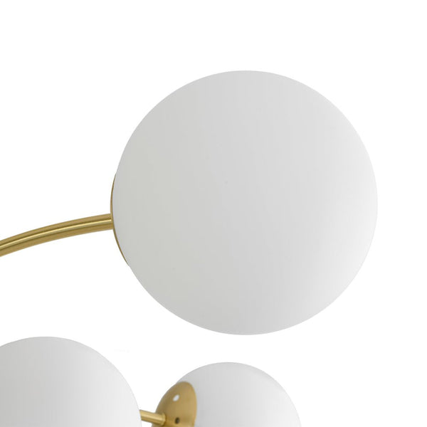 Chandelierias - Mid - century 12 - Light Firework Blooming Frosted Glass Globe Chandelier - Chandelier - Brass -