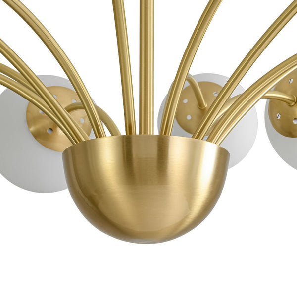 Chandelierias - Mid - century 12 - Light Firework Blooming Frosted Glass Globe Chandelier - Chandelier - Brass -