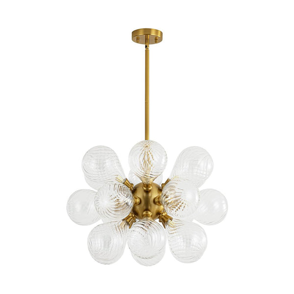 Chandelierias - Mid - century 18 - Light Crafted Swirl Balloon Glass Chandelier - Chandeliers - Clear -
