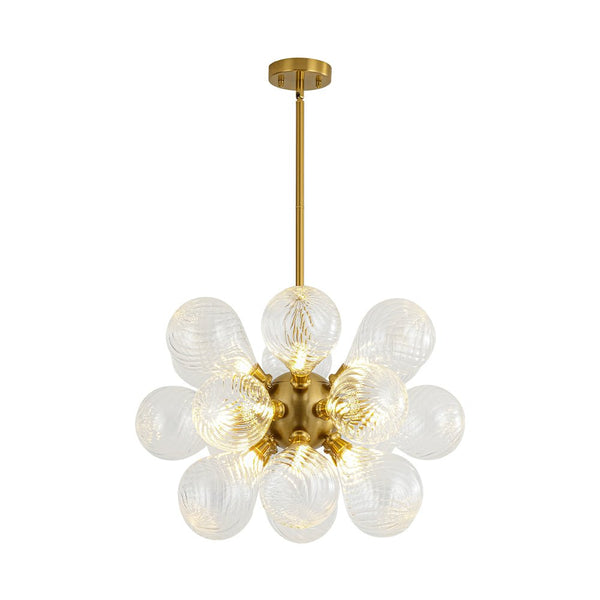 Chandelierias - Mid - century 18 - Light Crafted Swirl Balloon Glass Chandelier - Chandeliers - Clear -